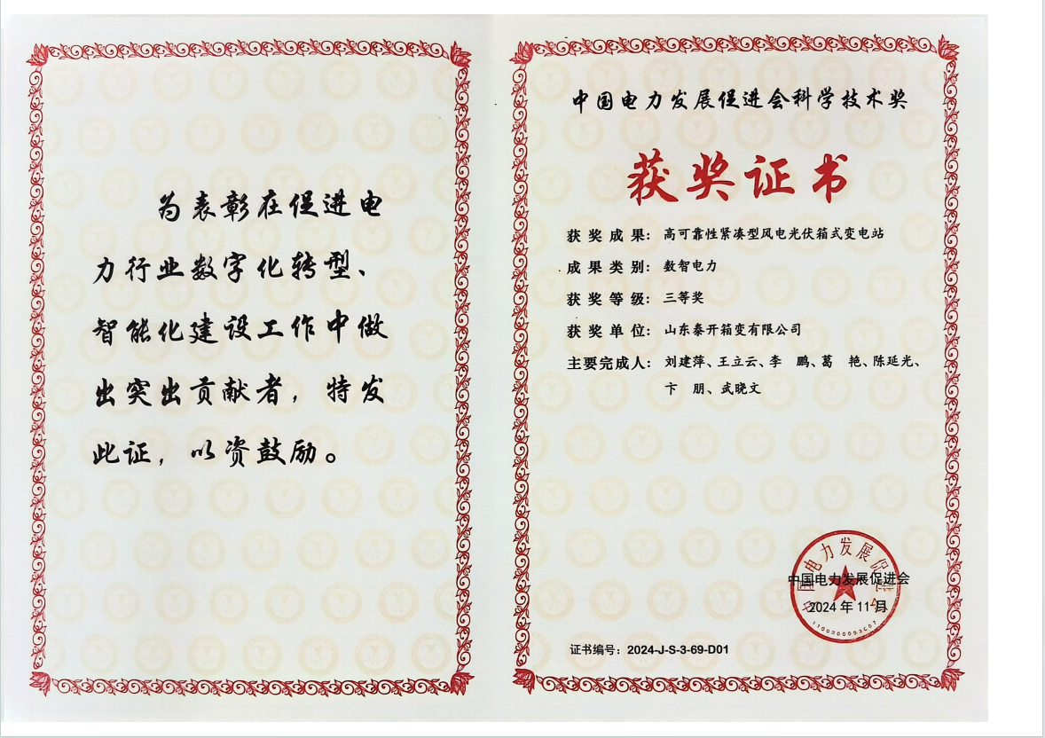 2024年度中国电力发展促进会科学技术奖